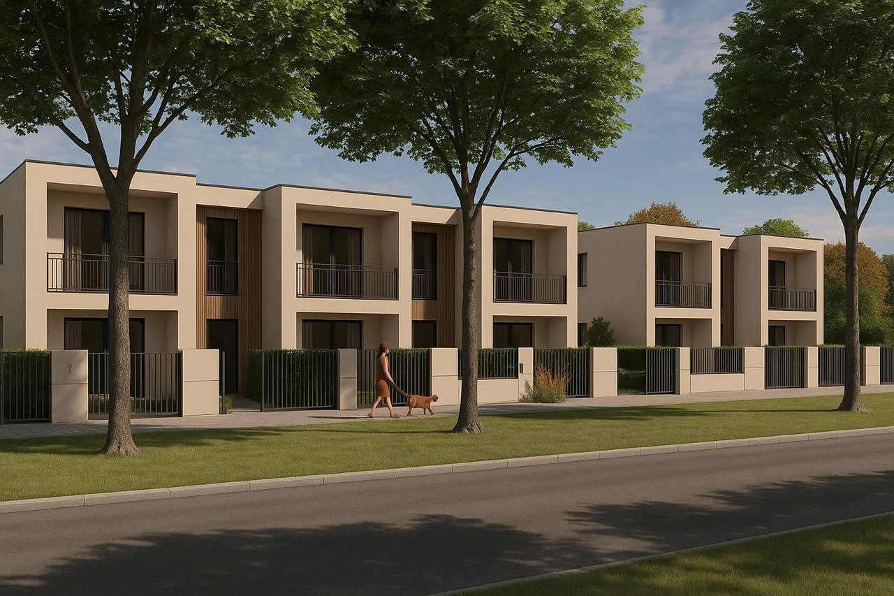 Architekturvisualisierung einer geplanten Villenanlage in Rimini